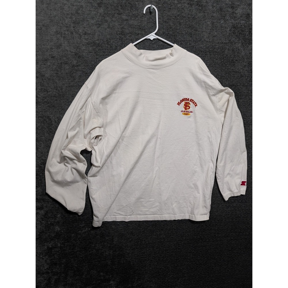 Vintage Starter Florida State Seminoles FSU Mock Neck Long Sleeve Shirt XL White
